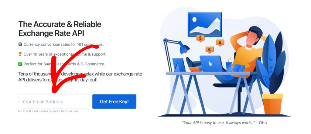 Signup Exchange Rate API