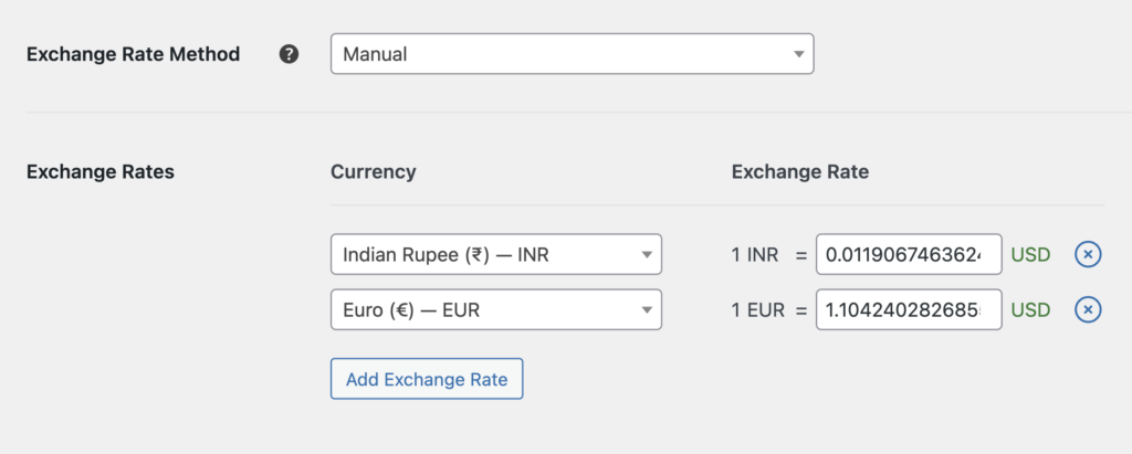 Using manual exchange rate multi- currency