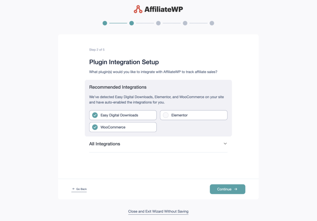 Plugin integrations setup