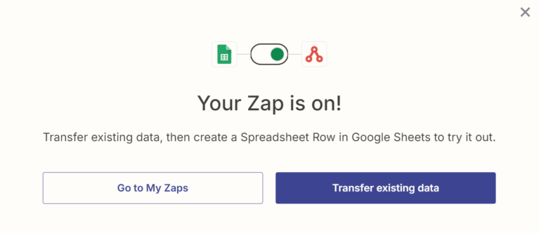 Zapier Zap being turned on