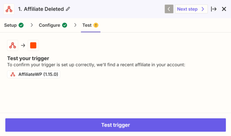 Zapier test trigger