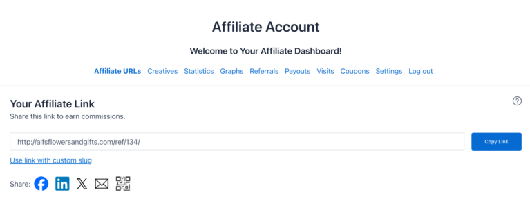 Affiliate account