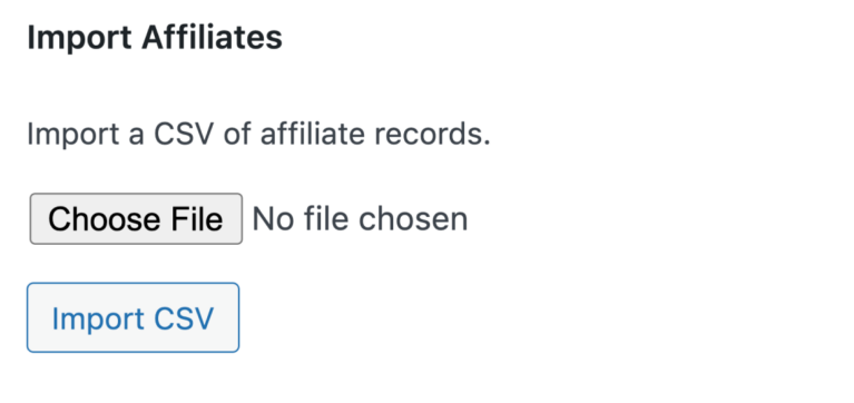 Import affiliate chose file CSV