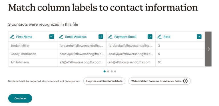 Importing a list in Mailchimp