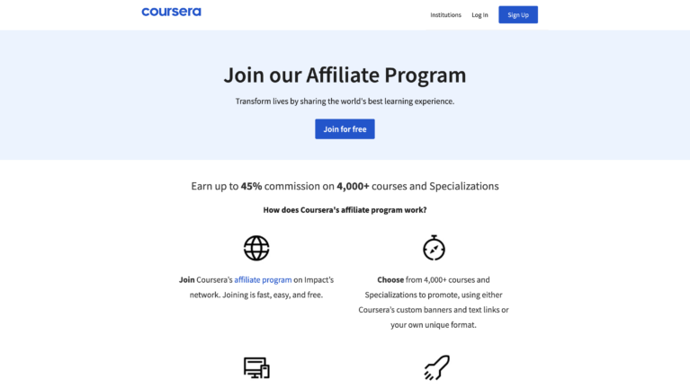 Coursera affiliate program example