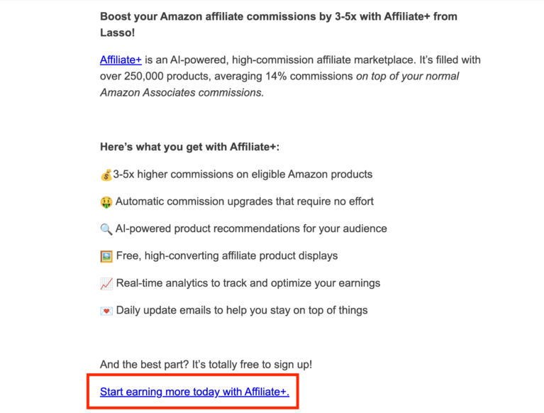 Example of a good affiliate marketing email