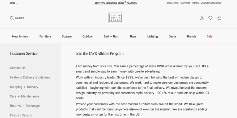 Design Within Reach (DWR) Affiliate Program