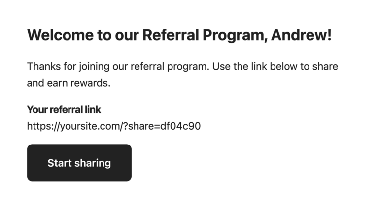 Referral email notification