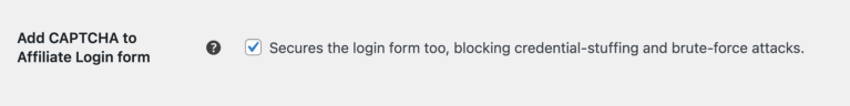 Add CAPTCHA to Affiliate login form