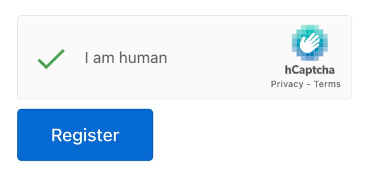 hCaptcha Registration form
