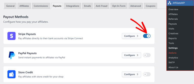 Configurer Stripe Payouts