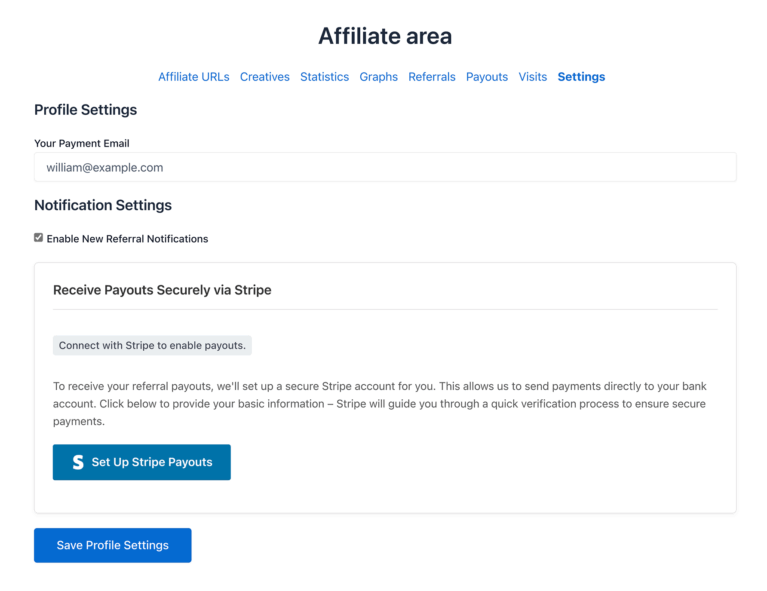 Setup Stripe payouts