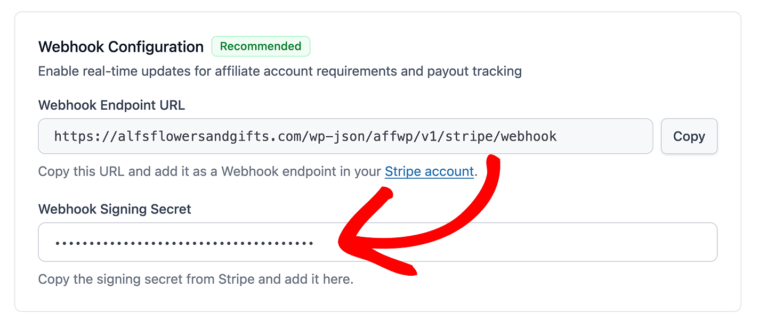 Webhook signing secret