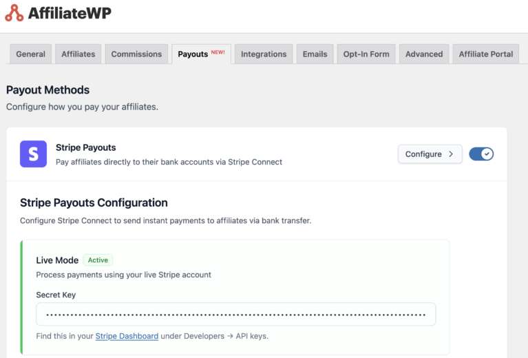 stripe payouts for affiliatewp charitable integration