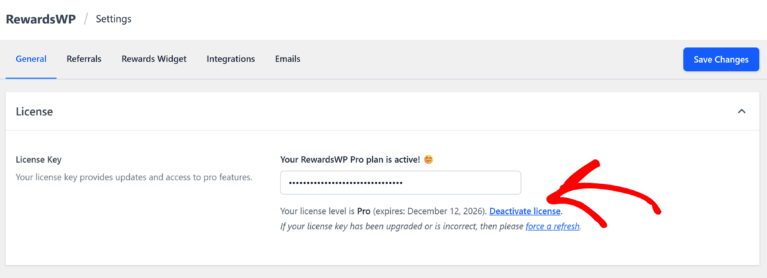 Click Deactivate License Link