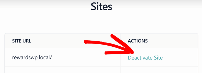 Click Deactivate Sites