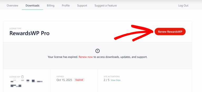 Click Renew License Form Downloads Tab