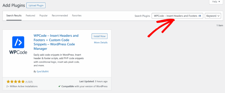 Search for WPCode – Insert Headers and Footers + Custom Code Snippets