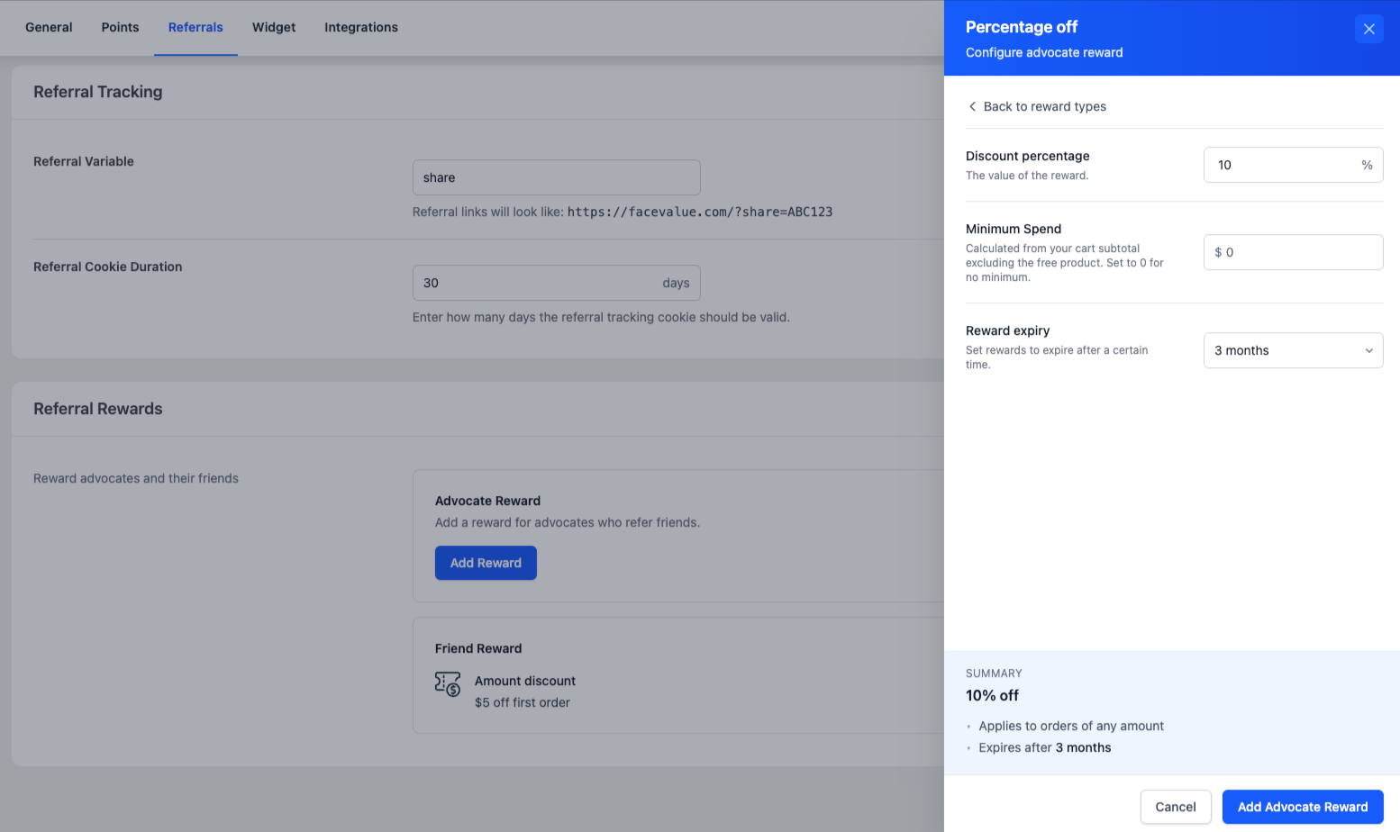 Remise en pourcentage pour le promoteur