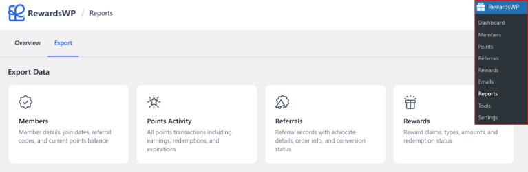 Navigate to Export Tab