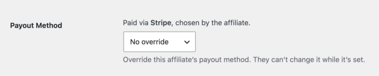 Editar método de pago de afiliado